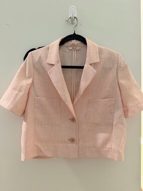 Pink Short-Sleeve Cropped Jacket/Top